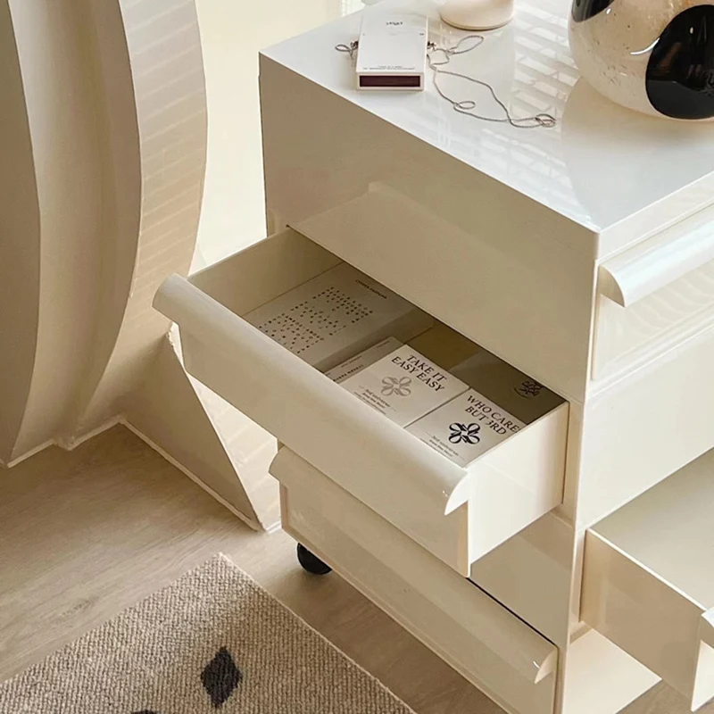 Contemporary Nordic Square ABS Rolling Storage Cabinet 4-Drawer For Living Room