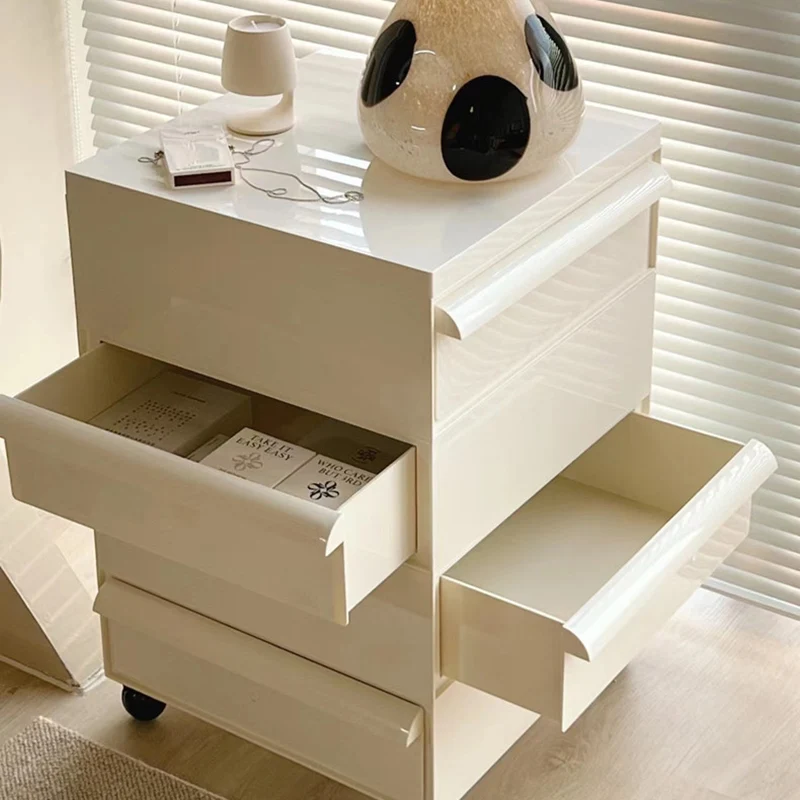 Contemporary Nordic Square ABS Rolling Storage Cabinet 4-Drawer For Living Room