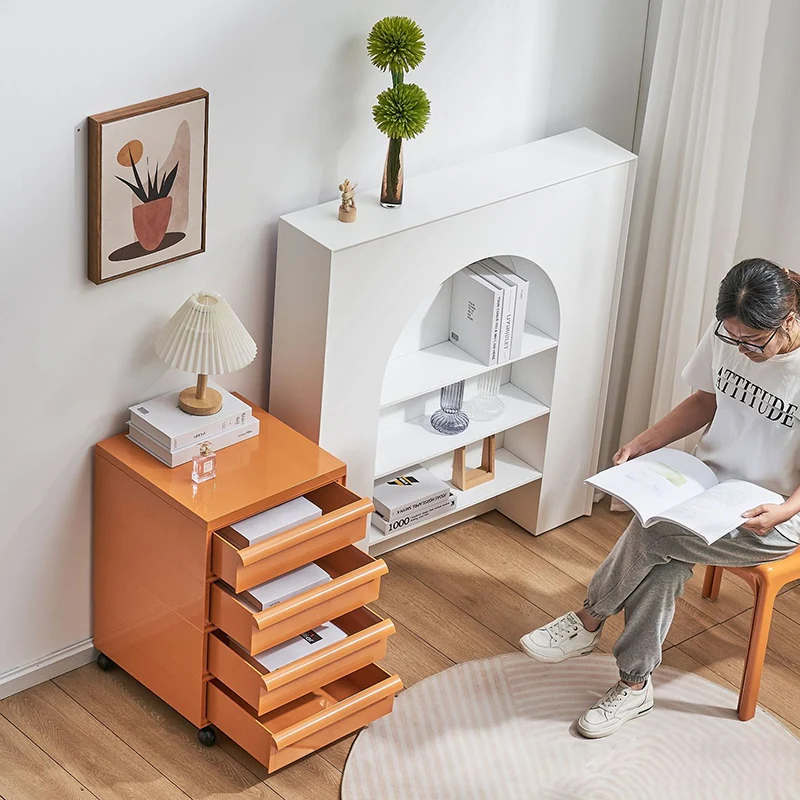 Contemporary Nordic Square ABS Rolling Storage Cabinet 4-Drawer For Living Room