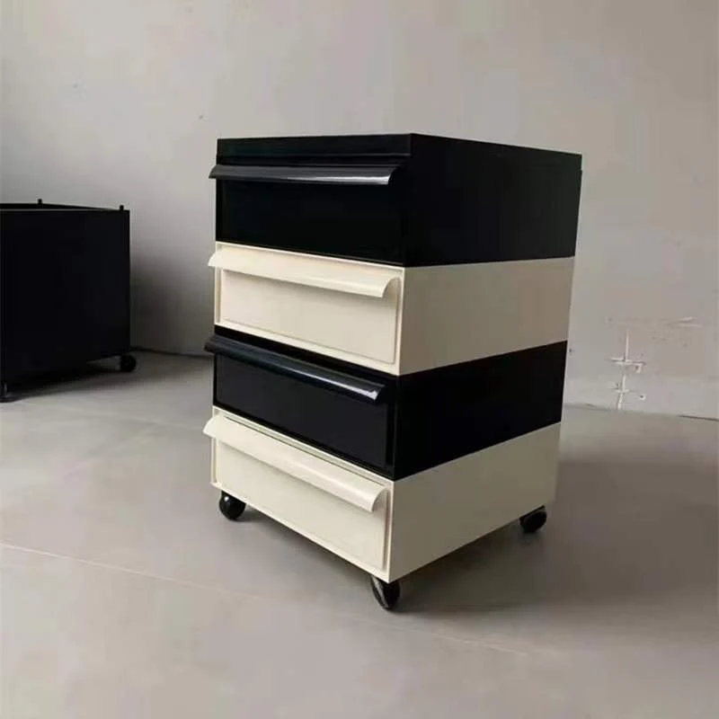 Contemporary Nordic Square ABS Rolling Storage Cabinet 4-Drawer For Living Room