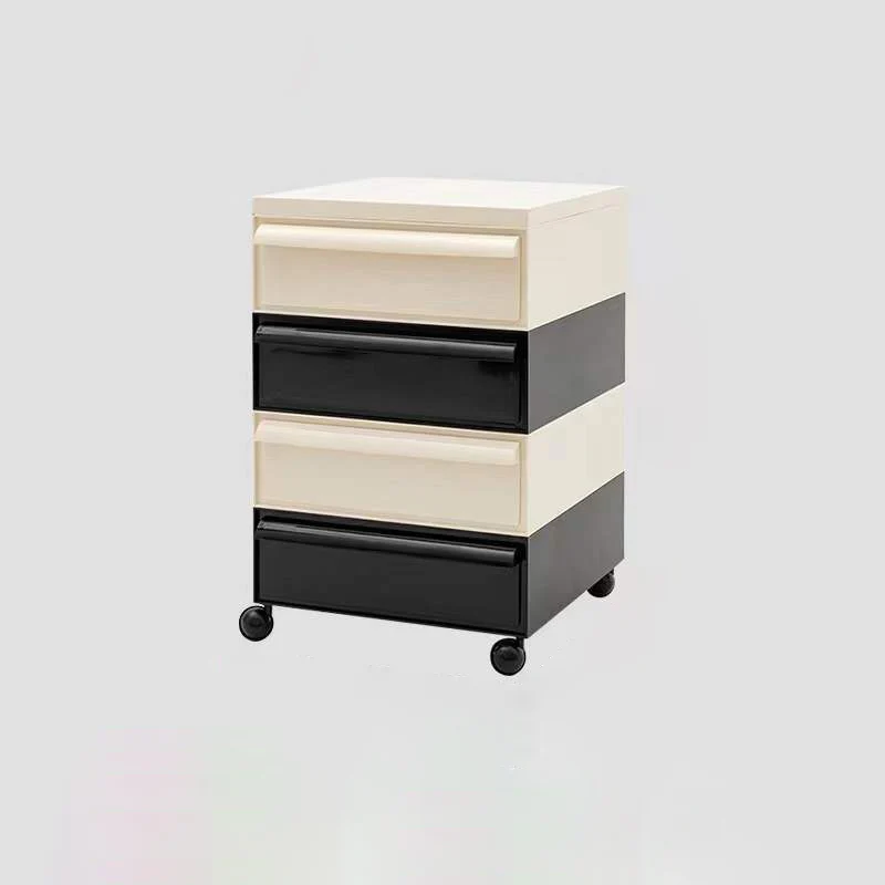 Contemporary Nordic Square ABS Rolling Storage Cabinet 4-Drawer For Living Room