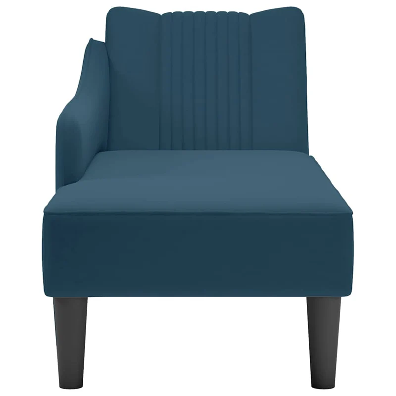 Chaise-longue com apoio de braço direito veludo azul