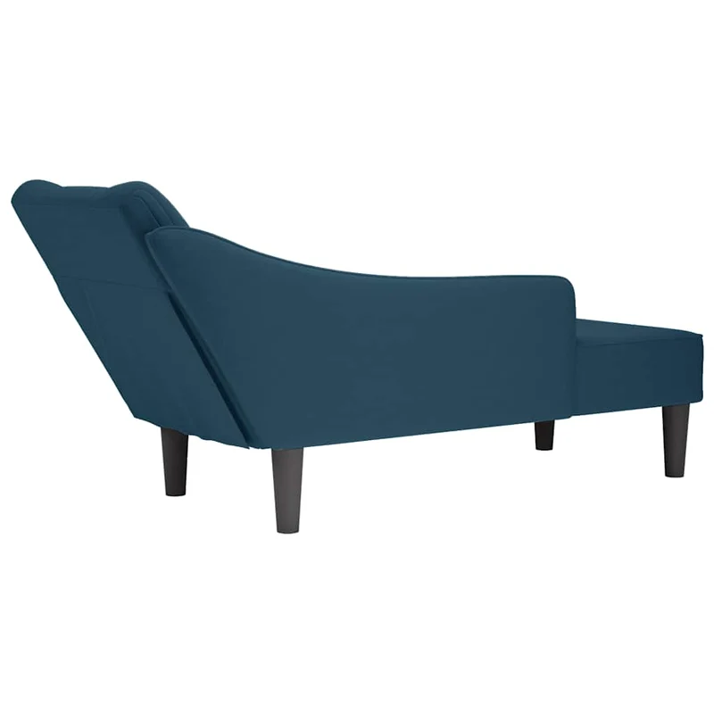Chaise-longue com apoio de braço direito veludo azul