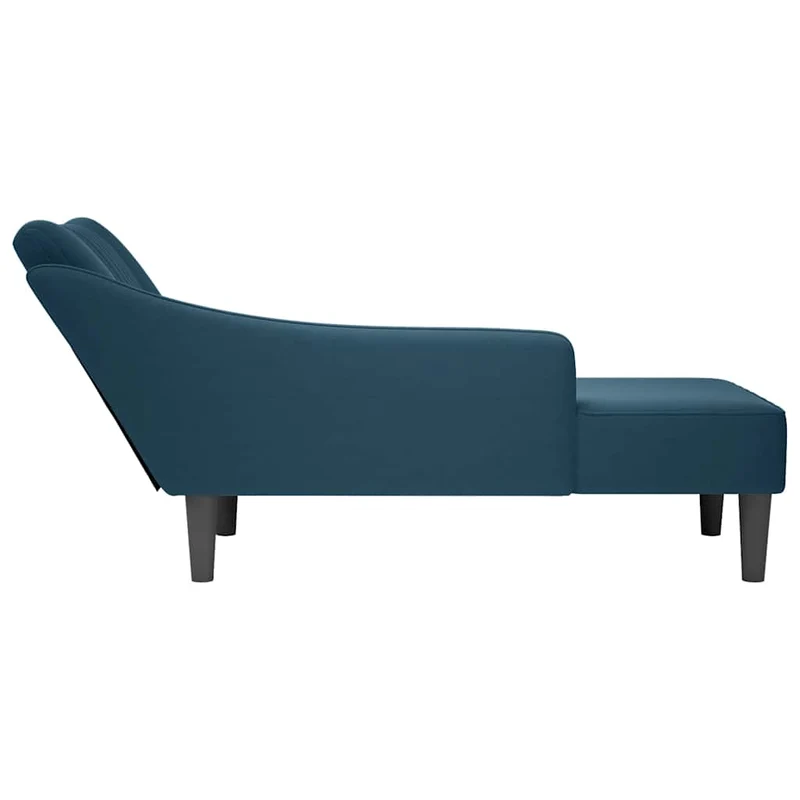 Chaise-longue com apoio de braço direito veludo azul