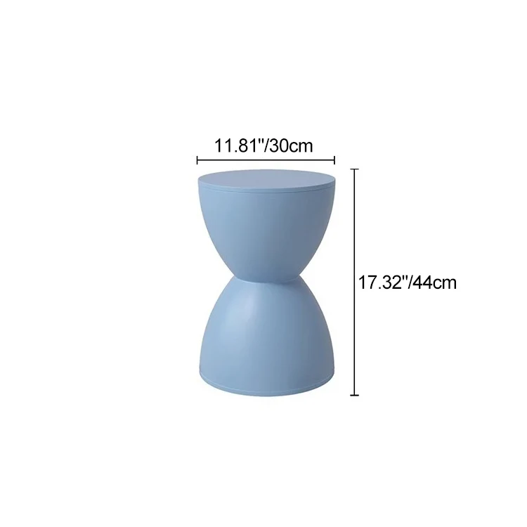 Modern Minimalist Hourglass Shape Round Plastic Chair Backless For Living Room