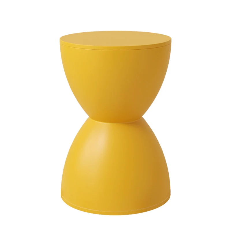 Modern Minimalist Hourglass Shape Round Plastic Chair Backless For Living Room