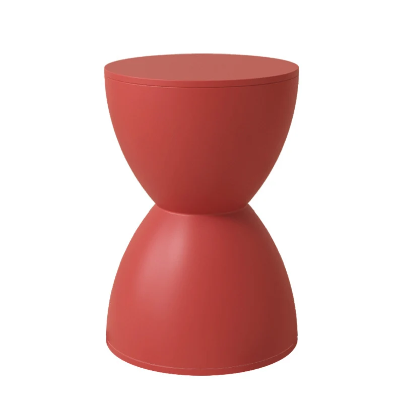 Modern Minimalist Hourglass Shape Round Plastic Chair Backless For Living Room