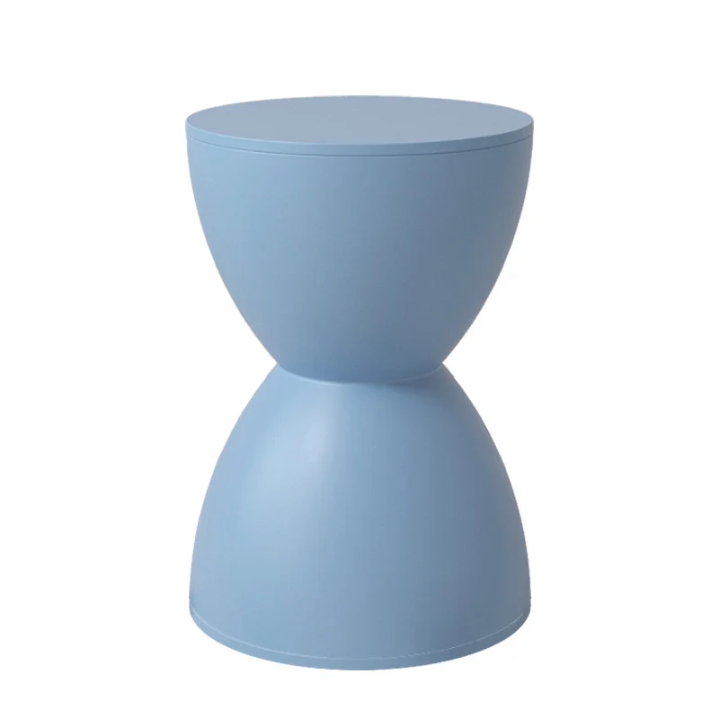 Modern Minimalist Hourglass Shape Round Plastic Chair Backless For Living Room