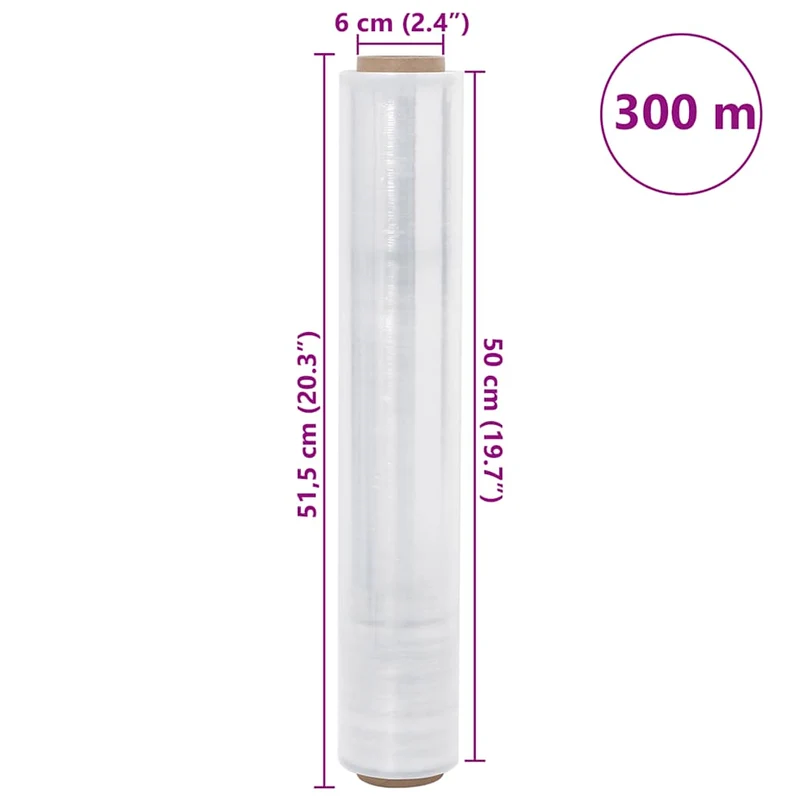 Película extensível 6 unid transparente 20 μm 50 cm x 300 m