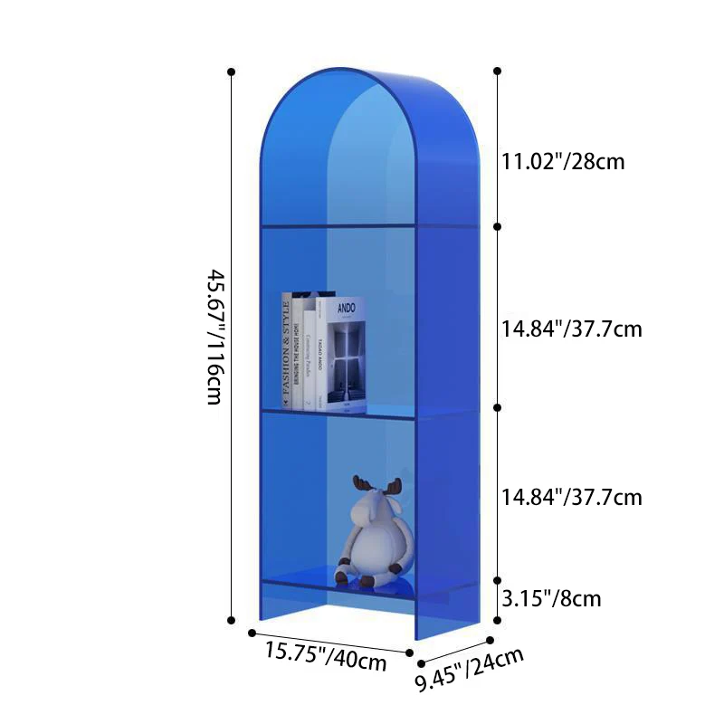 Modern Minimalist Curved Acrylic Bookshelves 3/4-Tier For Home Office