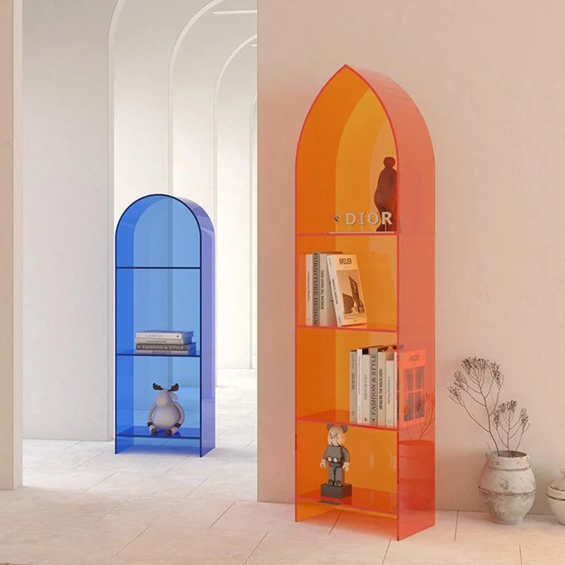 Modern Minimalist Curved Acrylic Bookshelves 3/4-Tier For Home Office