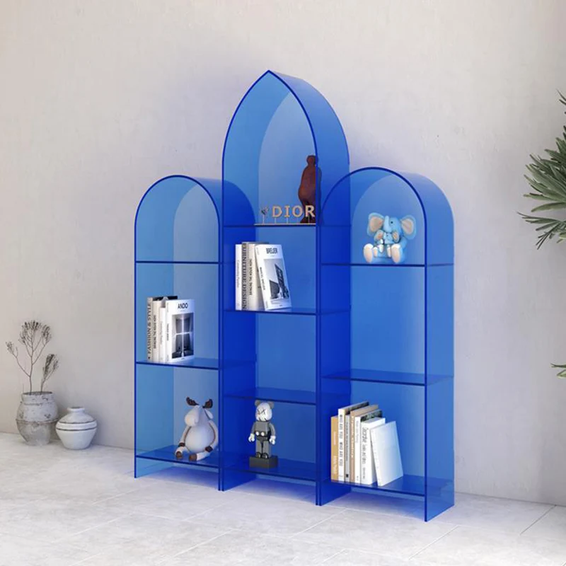 Modern Minimalist Curved Acrylic Bookshelves 3/4-Tier For Home Office