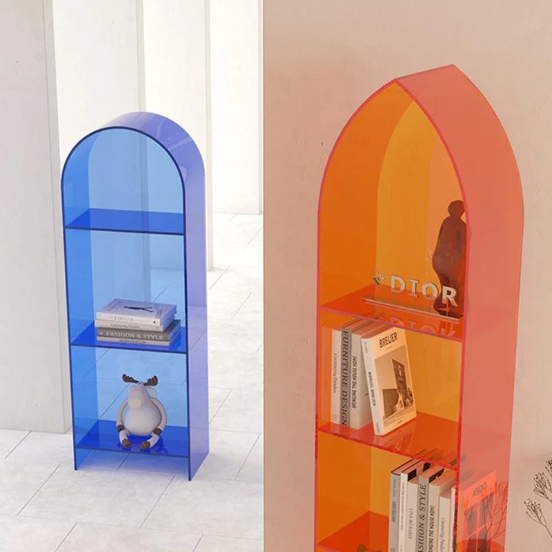 Modern Minimalist Curved Acrylic Bookshelves 3/4-Tier For Home Office