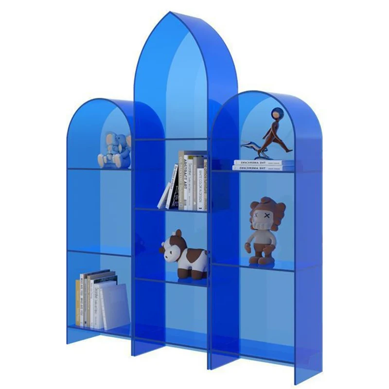 Modern Minimalist Curved Acrylic Bookshelves 3/4-Tier For Home Office
