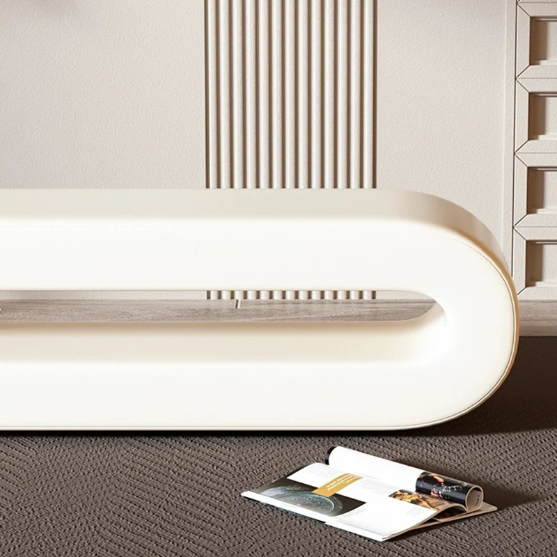 Modern Minimalist Curved Microfiber Leather Pine Wood Sponge Bench For Living Room