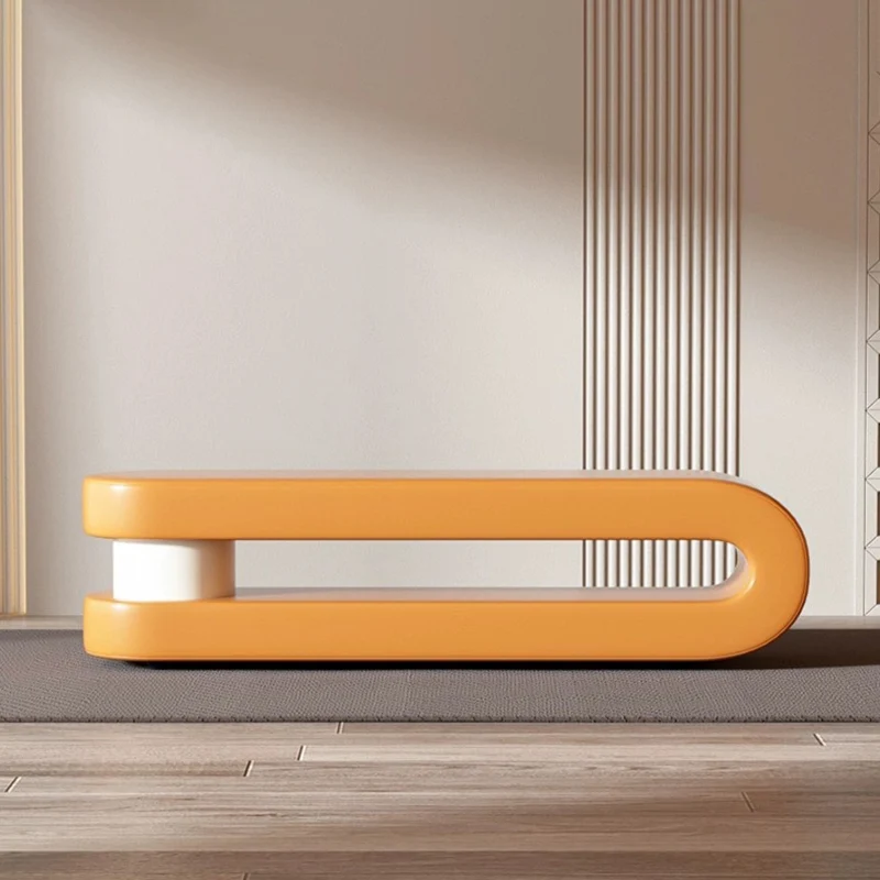 Modern Minimalist Curved Microfiber Leather Pine Wood Sponge Bench For Living Room