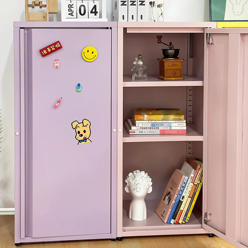 Modern Minimalist Rectangular Cold-Rolled Steel Storage Cabinet 3-Tier For Bedroom
