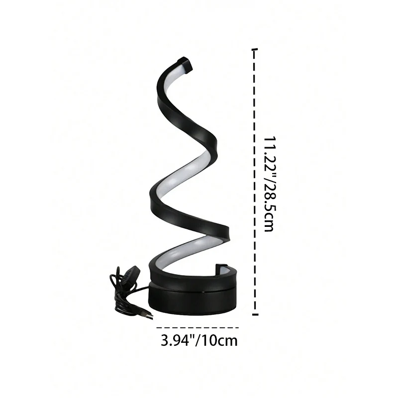 Modern Art Deco Spiral Aluminum Iron Silicone LED Table Lamp For Bedroom