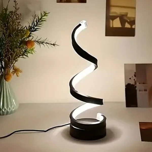 Modern Art Deco Spiral Aluminum Iron Silicone LED Table Lamp For Bedroom