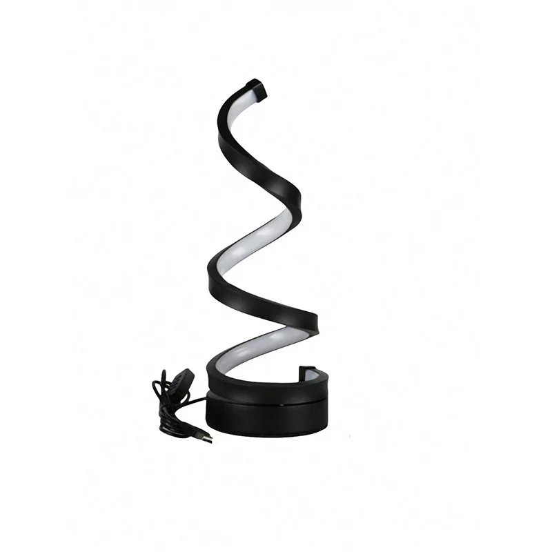 Modern Art Deco Spiral Aluminum Iron Silicone LED Table Lamp For Bedroom