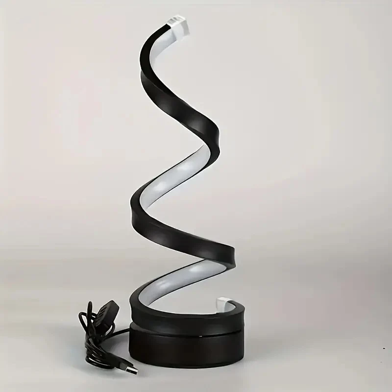 Modern Art Deco Spiral Aluminum Iron Silicone LED Table Lamp For Bedroom