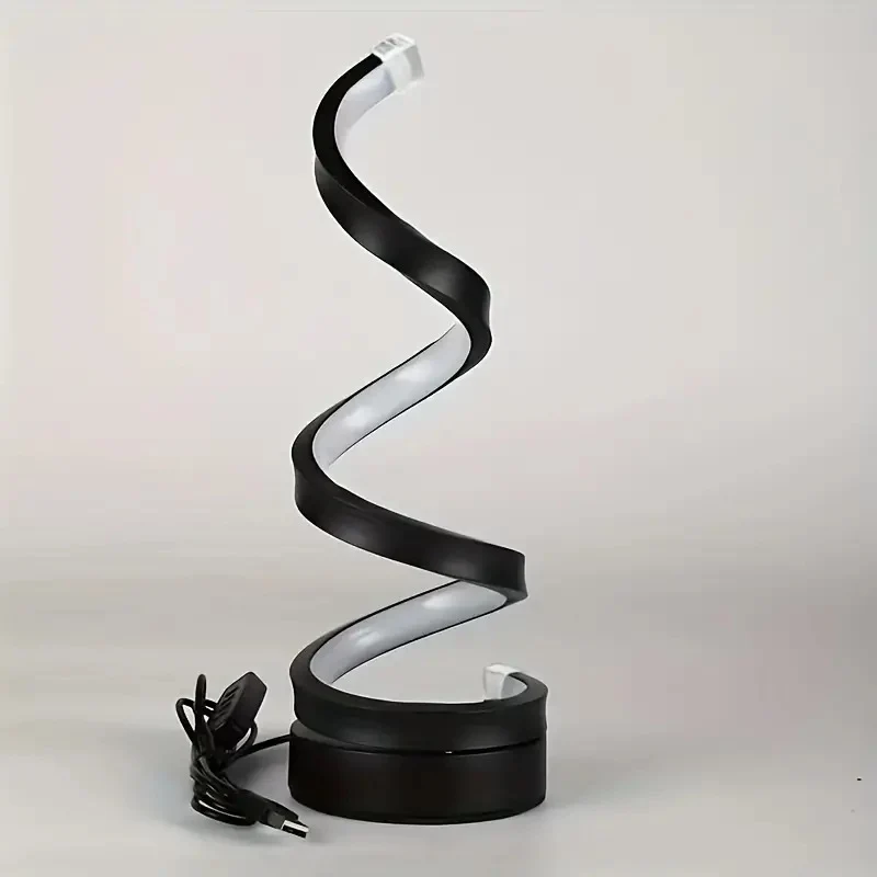 Modern Art Deco Spiral Aluminum Iron Silicone LED Table Lamp For Bedroom