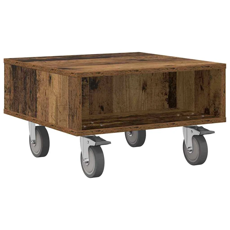 Mesa Lateral com Rodas Madeira antiga 50,5 x 50 x 30 cm