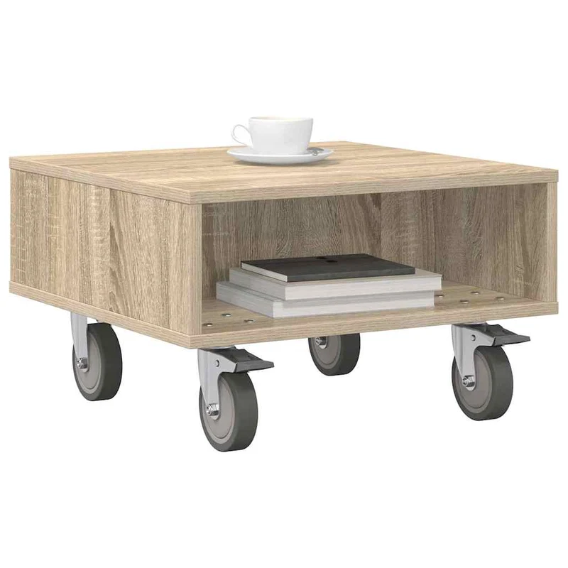 Mesa Lateral com Rodas Carvalho Sonoma 50,5 x 50 x 30 cm