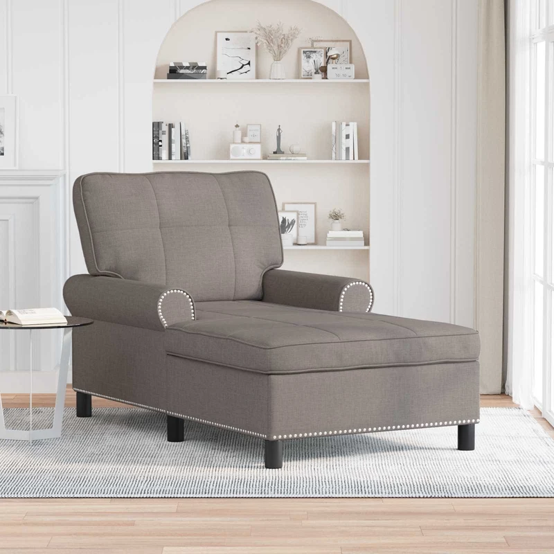 Chaise Lounge Cinzento-acastanhado tecido 91 x 157 x 91 cm