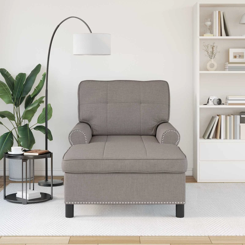 Chaise Lounge Cinzento-acastanhado tecido 91 x 157 x 91 cm