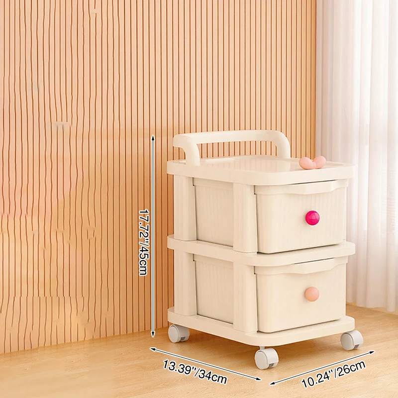 Modern Minimalist PP Textured Square Mobile Storage Cabinet 2/3/4 Storage For Living Room
