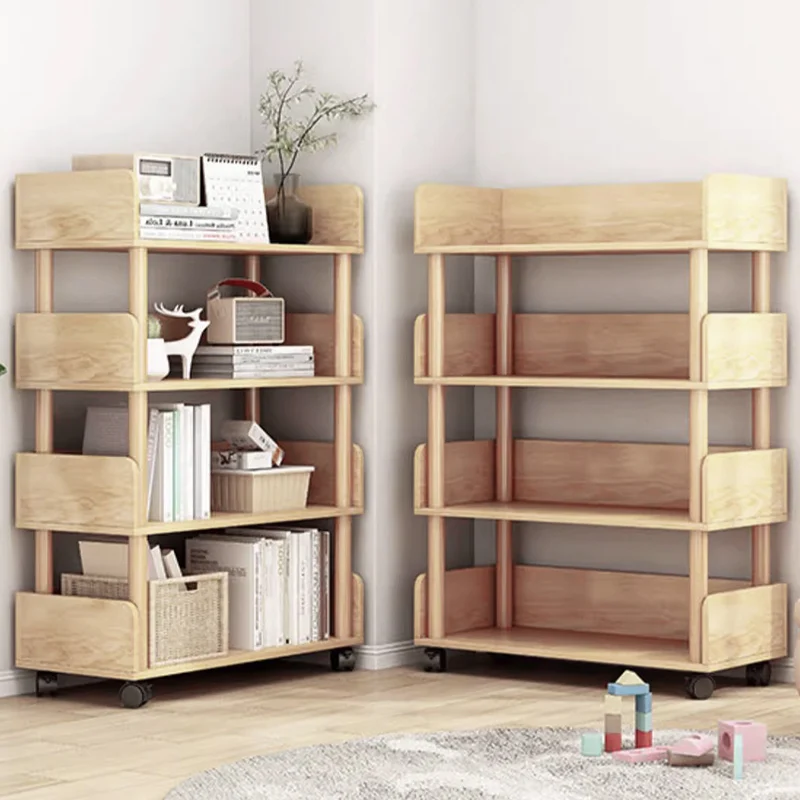 Modern Minimalist Rectangular MDF Movable Bookshelf 3/4-Tier For Living Room