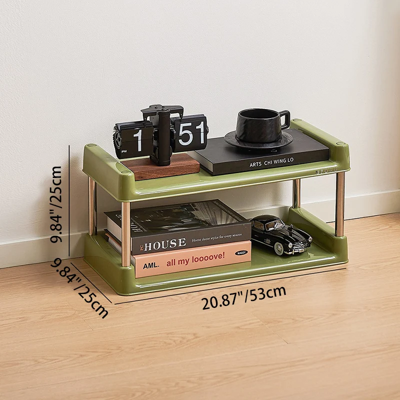 Contemporary Industrial Rectangular PP Plastic Stainless Steel Multi-Layer Storage Shelf 2/3/4/5-Tier For Living Room