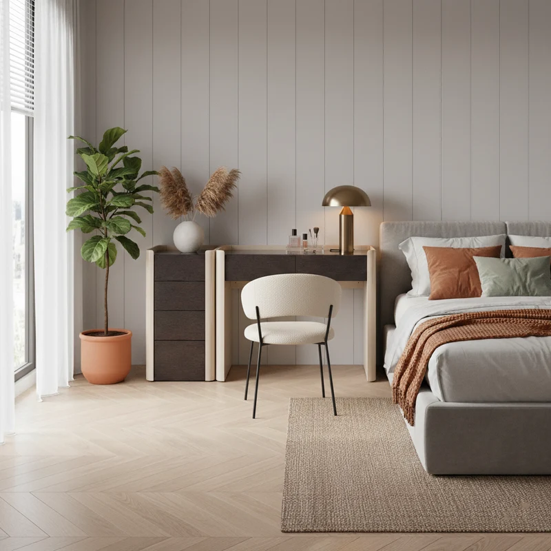 Modern Minimalist E1 MDF Rectangular Storage Cabinet With 4 Drawers - Durable Closed Storage For Bedroom & Living Room