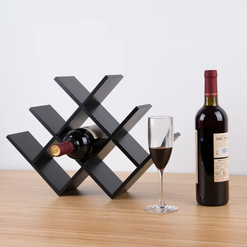 Minimalist Bamboo W-Shape 8-Bottle Wine Rack - Countertop Display Rack For Kitchen