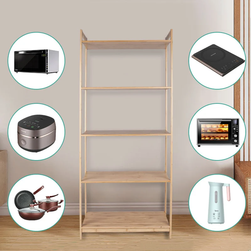 Premium Bamboo 3/4/5-Tier Storage Shelf - Extra Wide & Tall Design For Living Room&Kitchen