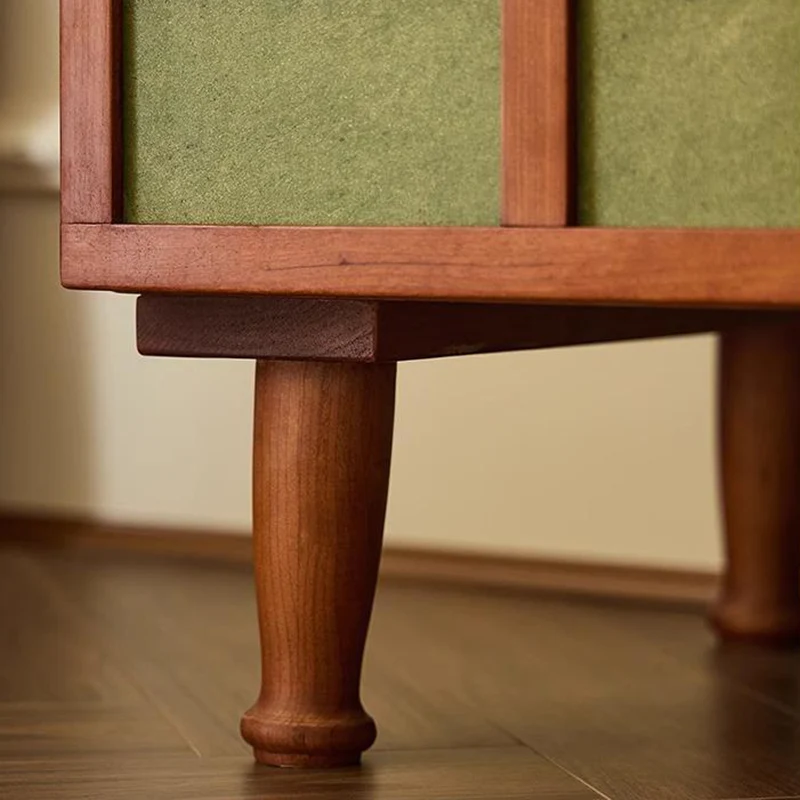 Contemporary Retro Cherry Wood Rectangular Storage Cabinet With 4 Drawers For Living Room