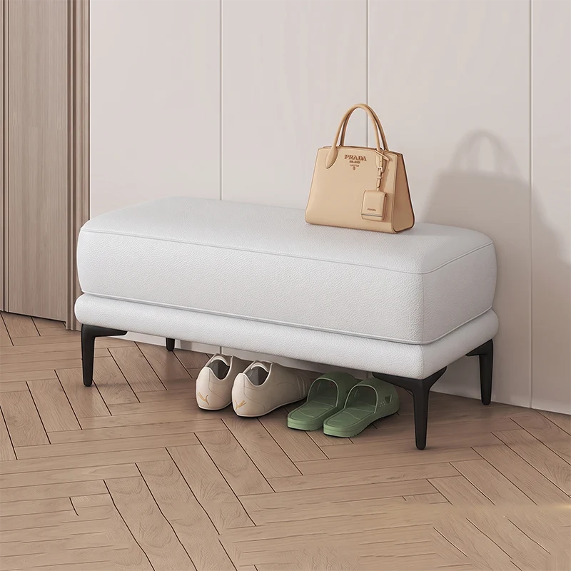 Modern Minimalist Rectangular Synthetic Fabric Sponge Poplar Plywood Iron Bench For Living Room