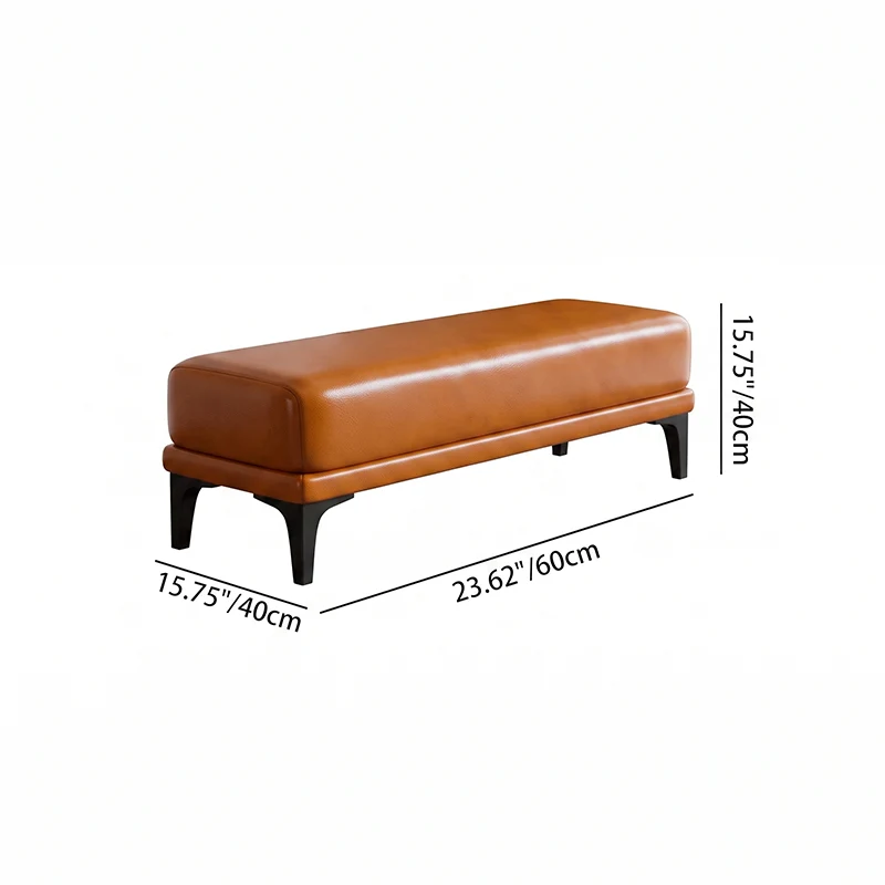 Modern Minimalist Rectangular Synthetic Fabric Sponge Poplar Plywood Iron Bench For Living Room