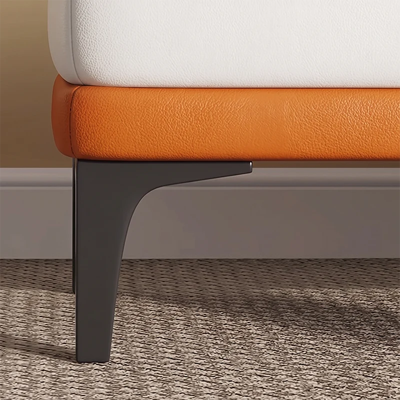 Modern Minimalist Rectangular Synthetic Fabric Sponge Poplar Plywood Iron Bench For Living Room