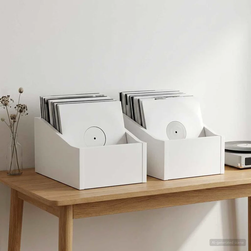 Caixa de Discos LP 2 unid. Branco 18 x 32 x 18 cm