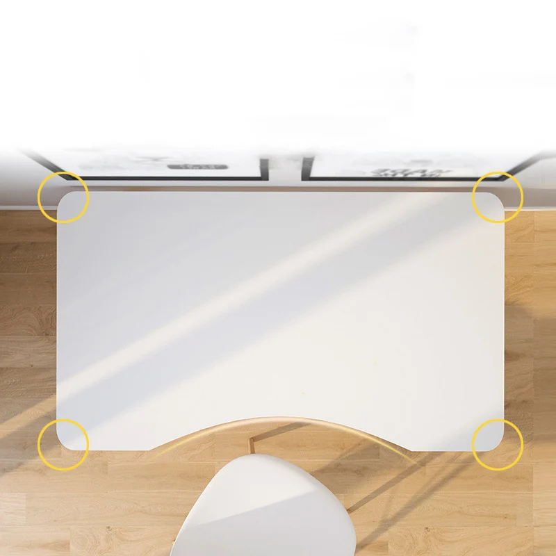 Contemporary Scandinavian MDF Solid Wood Curved Rectangular Desk 1-Tier For Home Office
