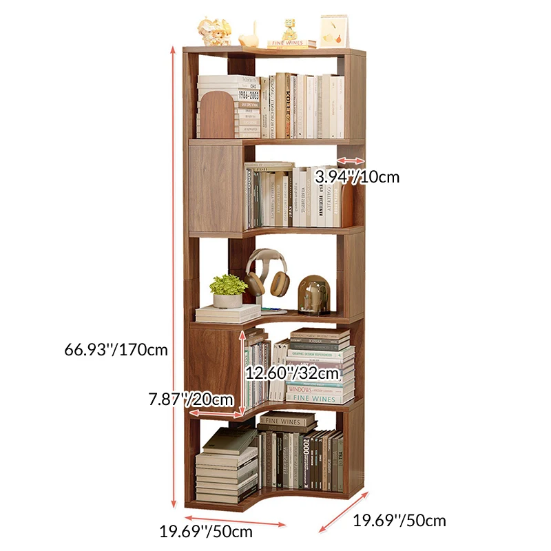 Modern Minimalist Rectangular MDF Bookshelves 6-Tier For Living Room