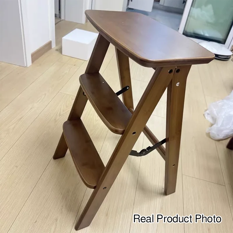 Contemporary Simplicity Ladder Foldable Bamboo Versatile Chair Backless Armless For Living Room