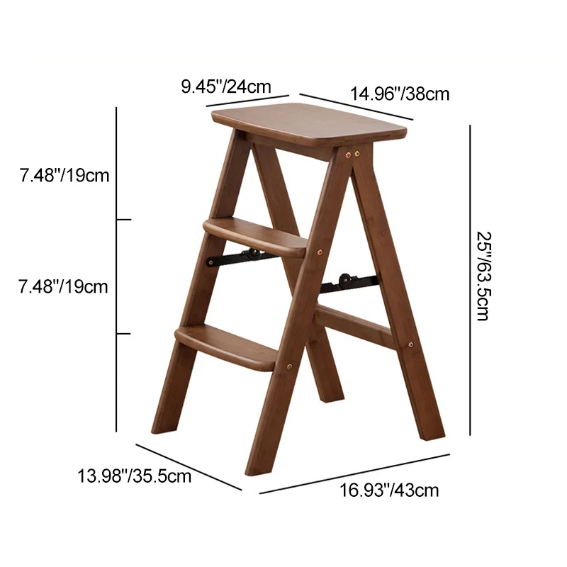 Contemporary Simplicity Ladder Foldable Bamboo Versatile Chair Backless Armless For Living Room