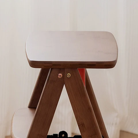 Contemporary Simplicity Ladder Foldable Bamboo Versatile Chair Backless Armless For Living Room