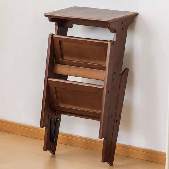 Contemporary Simplicity Ladder Foldable Bamboo Versatile Chair Backless Armless For Living Room
