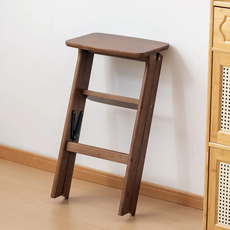 Contemporary Simplicity Ladder Foldable Bamboo Versatile Chair Backless Armless For Living Room