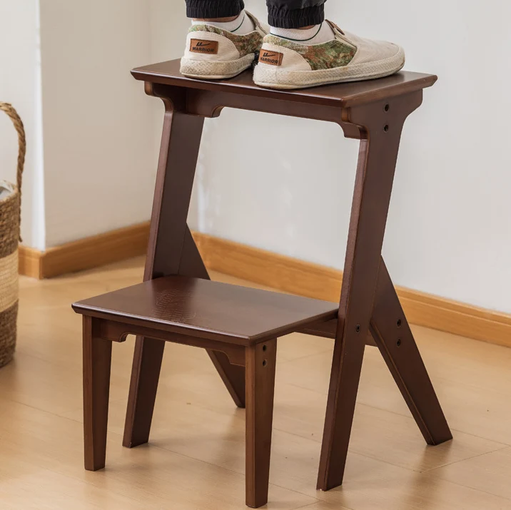 Contemporary Simplicity Ladder Foldable Bamboo Versatile Chair Backless Armless For Living Room
