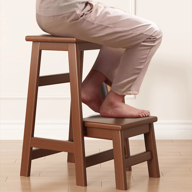 Contemporary Simplicity Ladder Foldable Bamboo Versatile Chair Backless Armless For Living Room